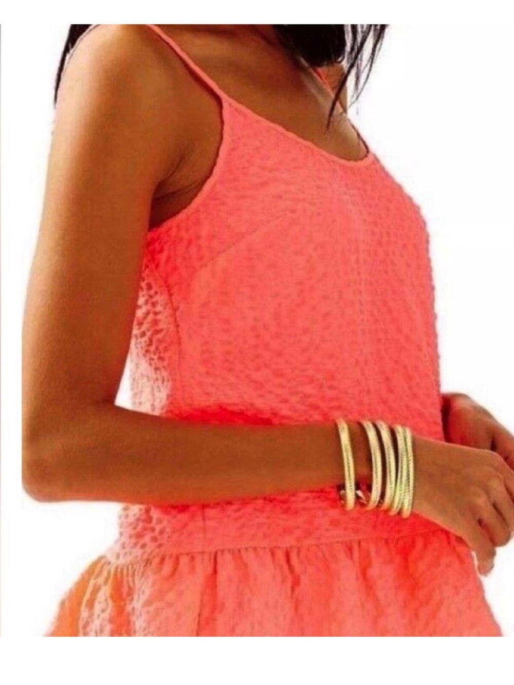 Lilly Pulitzer Vibrant Coral Pink Textured Tank Medium